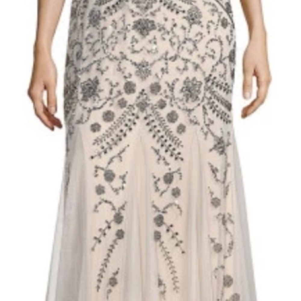 NWT Aidan Mattox Embellished Evening Dress Size 2 (Color Gun Metal) - Picture 5 of 16